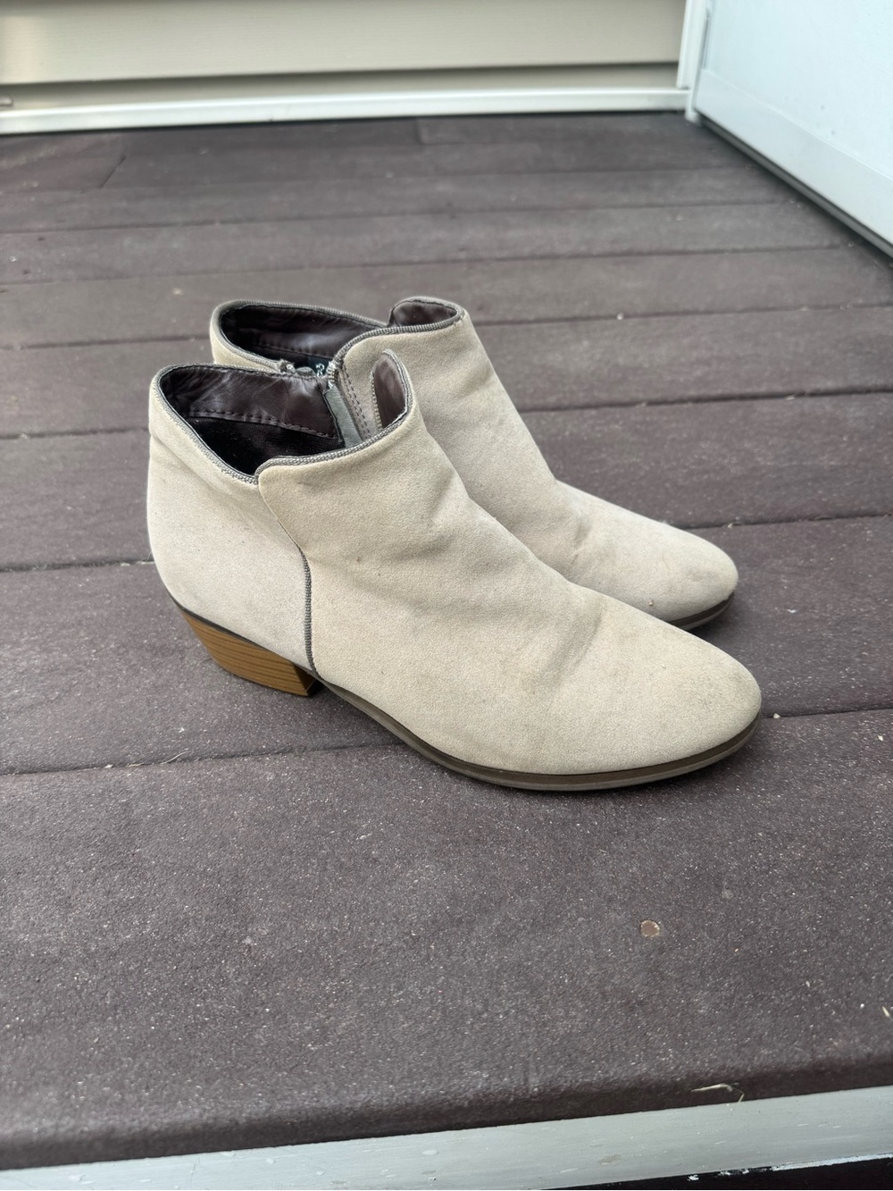 Beige Suede Ankle Booties